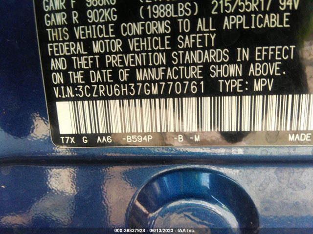 Honda HR-V LX 2016 3CZRU6H37GM770761 Image 9
