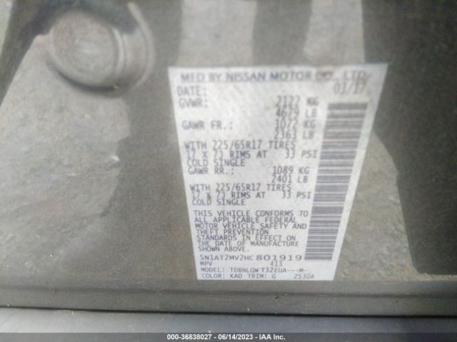 5N1AT2MV2HC801919 Nissan ROGUE SV