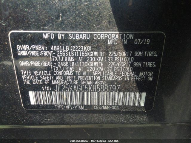 JF2SKAGC5KH588797 Subaru Forester Premium