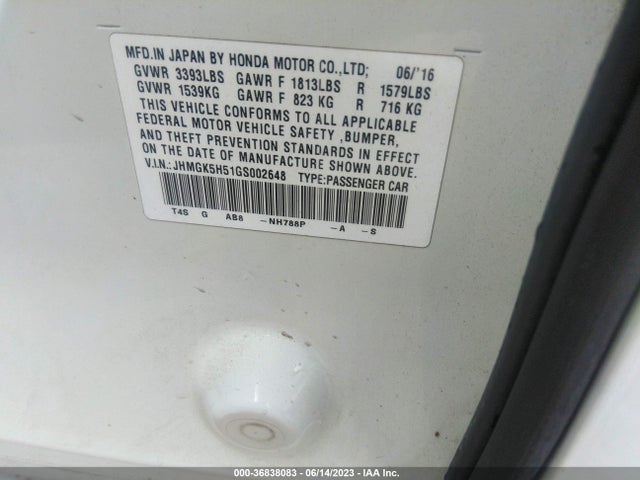 Honda FIT LX 2016 JHMGK5H51GS002648 Image 15