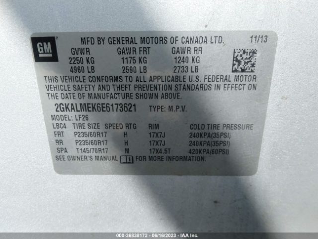 2GKALMEK6E6173621 GMC Terrain Sle