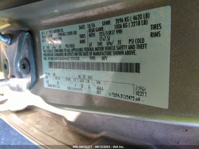 1FMCU0GD2HUC10335 Ford ESCAPE SE