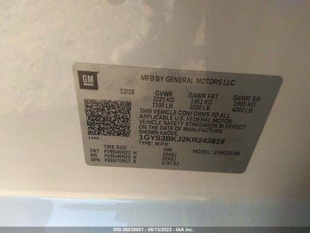 1GYS3BKJ2KR243819 Cadillac Escalade Luxury