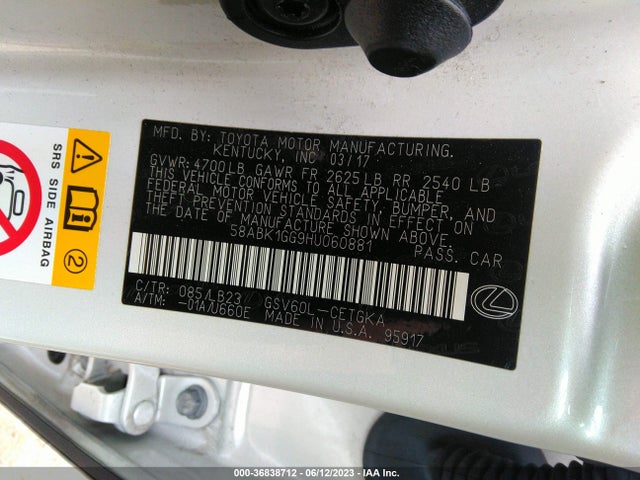 58ABK1GG9HU060881 Lexus Es Es 350