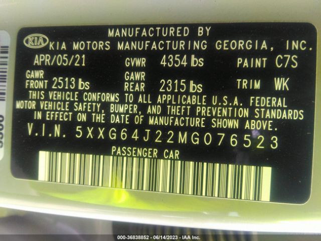5XXG64J22MG076523 KIA K5 Gt-line