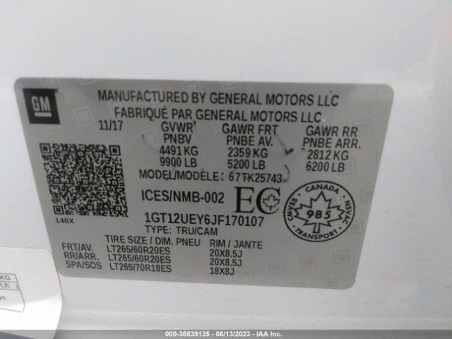 1GT12UEY6JF170107 GMC Sierra 2500hd Denali
