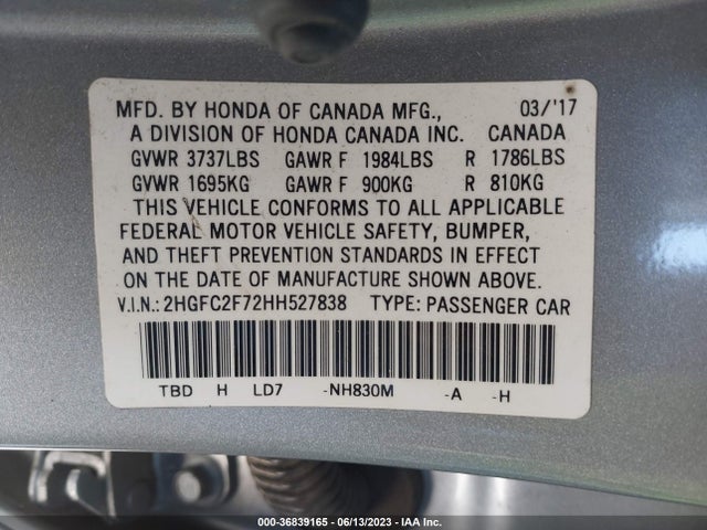 Honda Civic Sedan Ex 2017 2HGFC2F72HH527838 Image 9