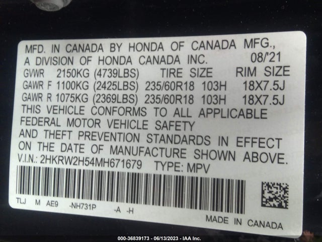 Honda CR-V EX 2021 2HKRW2H54MH671679 Image 16