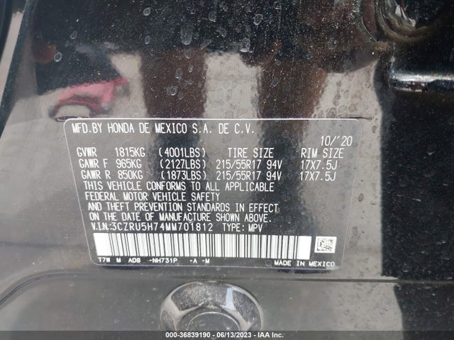 Honda Hr-v Ex-l 2021 3CZRU5H74MM701812 Image 9