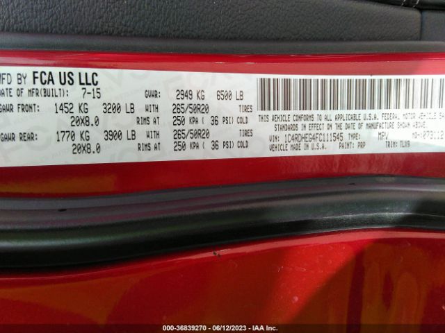 1C4RDHEG4FC111545 Dodge Durango Citadel