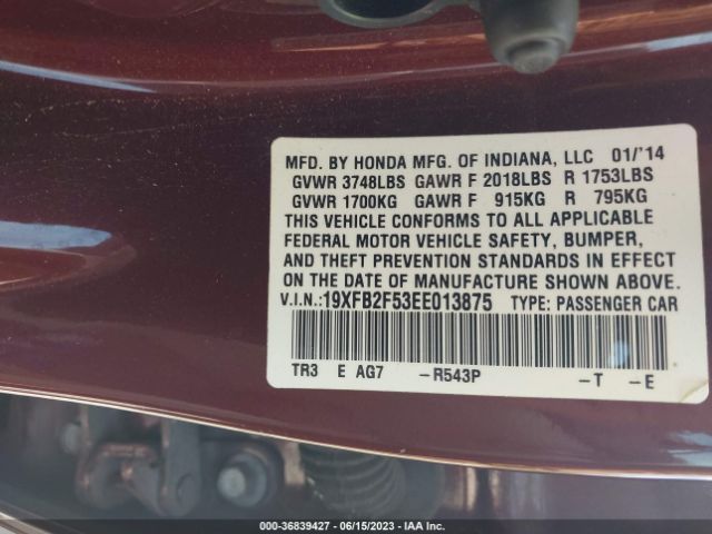 19XFB2F53EE013875 Honda Civic Sedan Lx