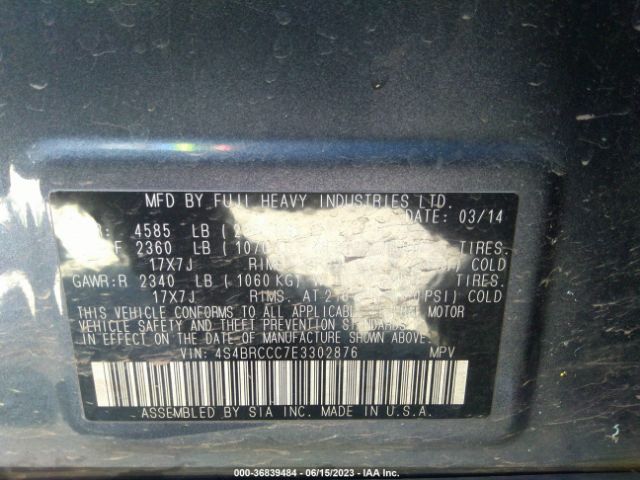 4S4BRCCC7E3302876 Subaru Outback 2.5i Premium