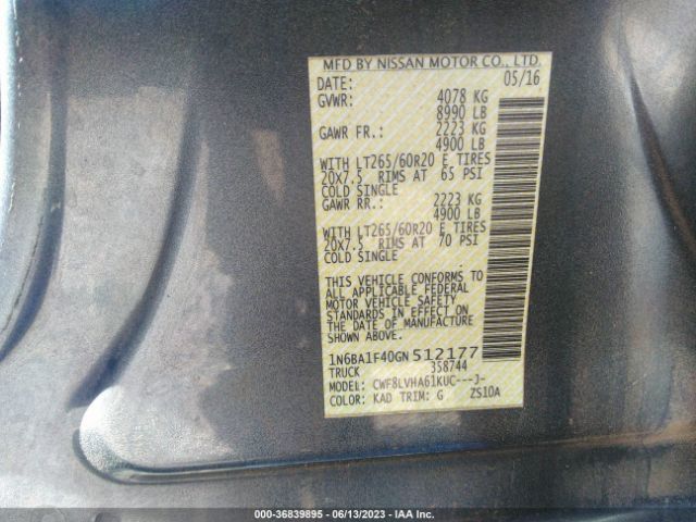 1N6BA1F40GN512177 Nissan Titan Xd Sl
