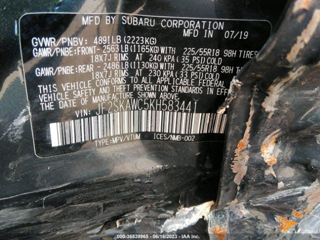 JF2SKAWC5KH583441 Subaru Forester Touring