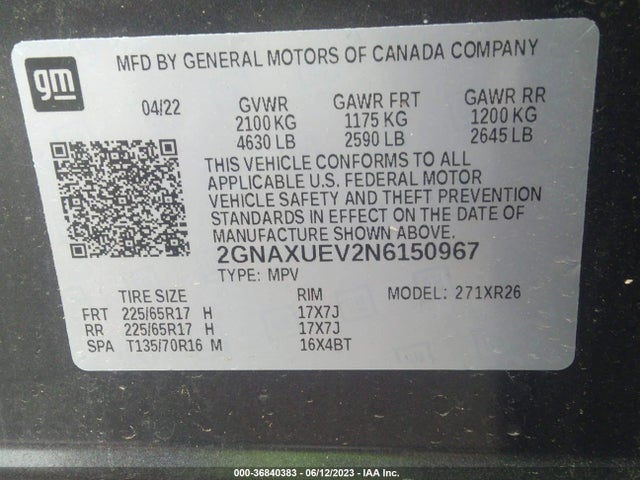 Chevrolet EQUINOX LT 2022 2GNAXUEV2N6150967 Image 9