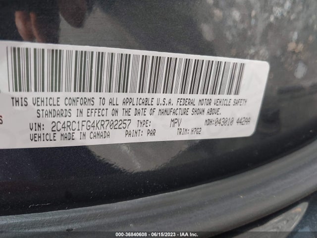 Chrysler Pacifica Touring Plus 2019 2C4RC1FG4KR702257 Image 9