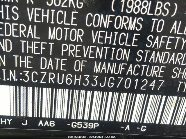 Honda HR-V LX 2018 3CZRU6H33JG701247 Image 9