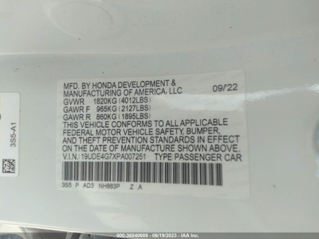 19UDE4G7XPA007251 Acura Integra W/a-spec Tech Package