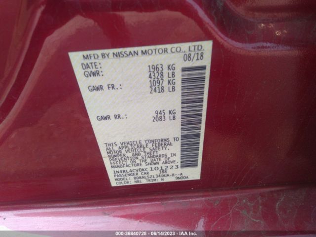 1N4BL4CV0KC101223 Nissan Altima 2.5 Sr