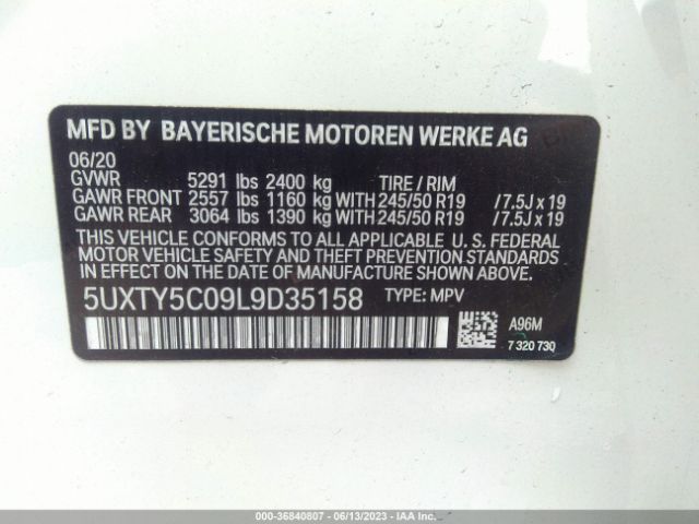 5UXTY5C09L9D35158 BMW X3 Xdrive30i