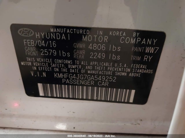 Hyundai AZERA 2016 KMHFG4JG7GA549252 Image 9