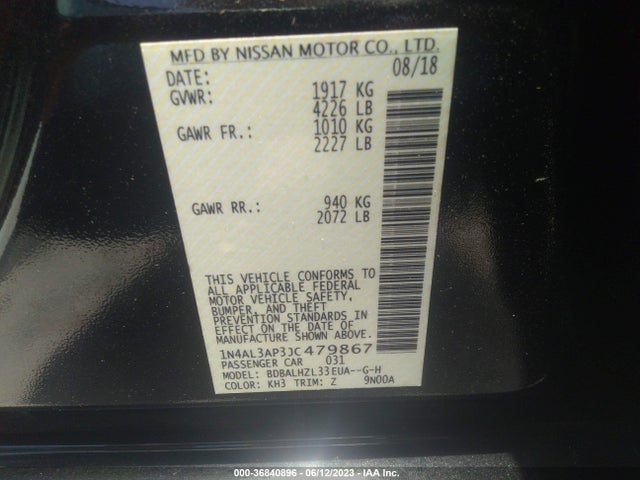 Nissan Altima 2.5 Sr 2018 1N4AL3AP3JC479867 Image 15