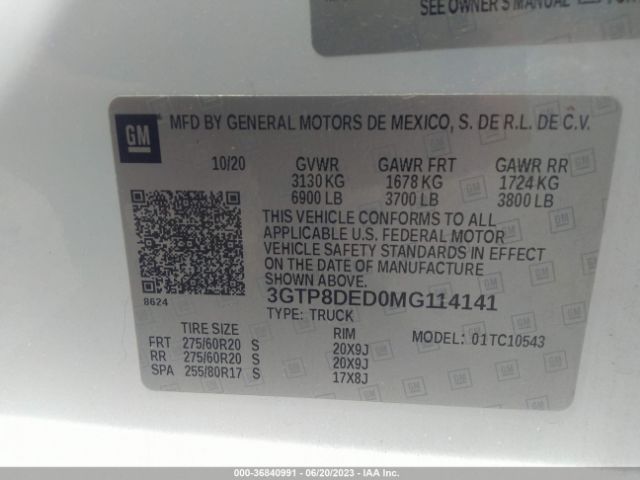 3GTP8DED0MG114141 GMC Sierra 1500 Slt