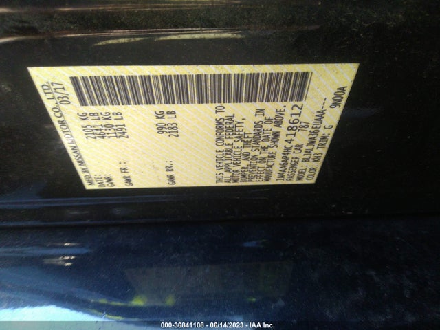 2017 NISSAN MAXIMA SV VIN: 1N4AA6AP4HC418612