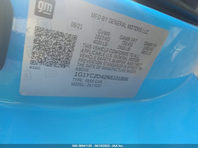 Chevrolet Corvette 3lt 2022 1G1YC2D42N5101806 Image 9