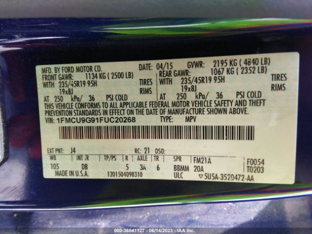 1FMCU9G91FUC20268 Ford ESCAPE SE