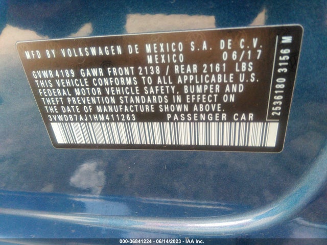 3VWDB7AJ1HM411263 Volkswagen Jetta 1.4t Se