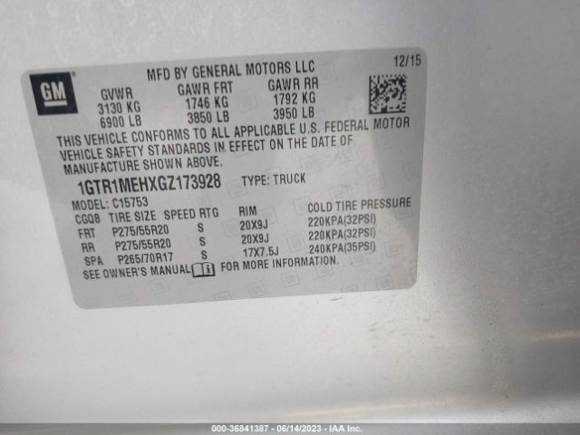 1GTR1MEHXGZ173928 GMC Sierra 1500 Sle