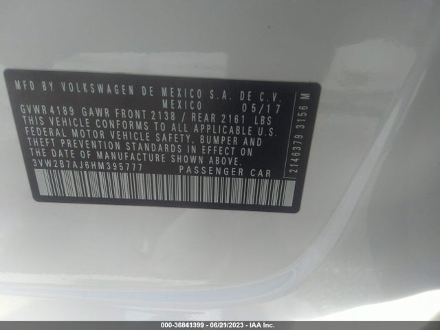 3VW2B7AJ6HM395777 Volkswagen Jetta 1.4t S