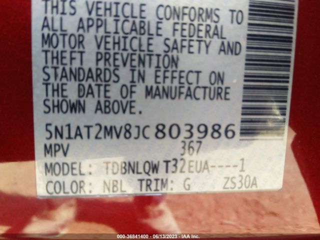5N1AT2MV8JC803986 Nissan ROGUE SV