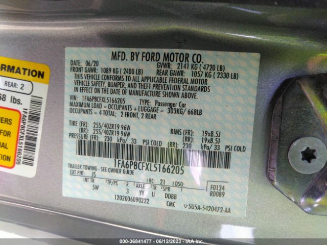 1FA6P8CFXL5166205 Ford MUSTANG GT