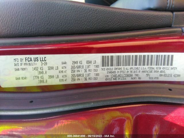 1C4RDJAG1LC330200 Dodge Durango Sxt Plus