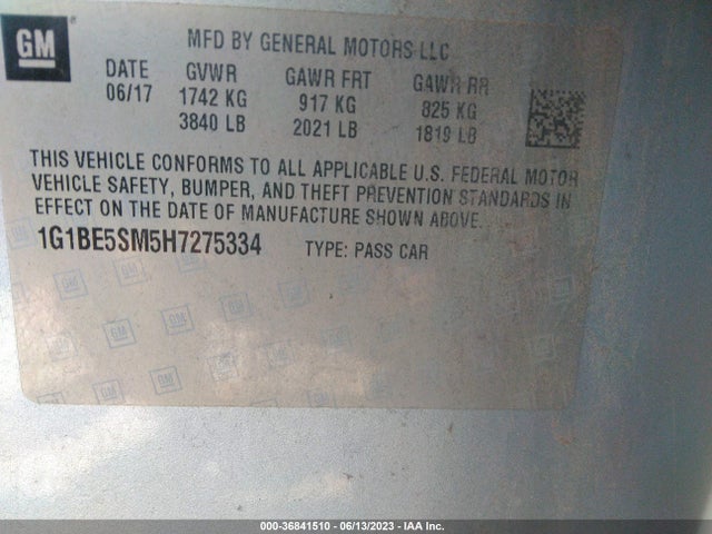 Chevrolet Cruze Lt Auto 2017 1G1BE5SM5H7275334 Image 9
