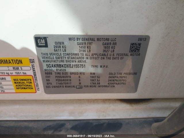 5GAKRBKDXEJ155751 Buick Enclave Leather