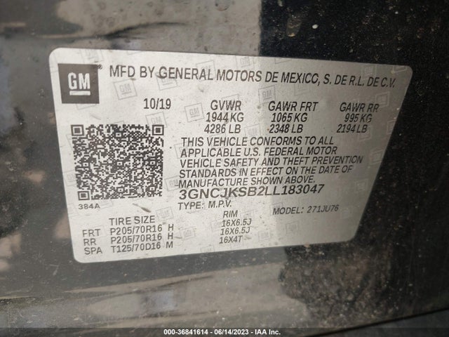 Chevrolet TRAX LS 2020 3GNCJKSB2LL183047 Image 9