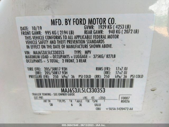 MAJ6S3JL5LC330353 Ford Ecosport Ses
