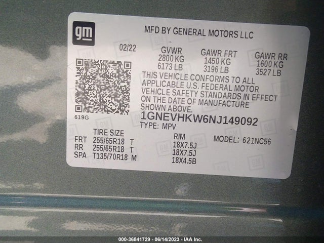 Chevrolet Traverse Lt Leather 2022 1GNEVHKW6NJ149092 Image 9