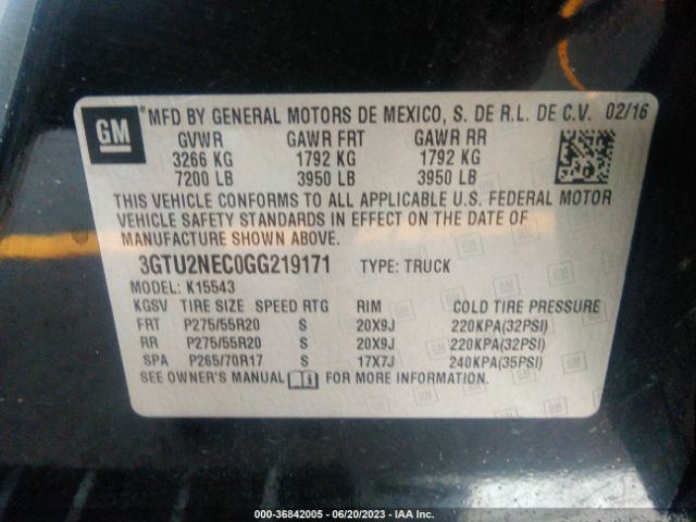 3GTU2NEC0GG219171 GMC Sierra 1500 Slt