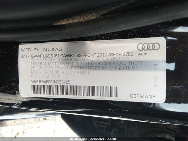 WAUF8AFC8JN023425 Audi A6 Premium/sport