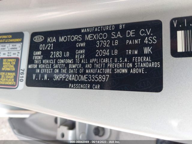 3KPF24AD0ME335897 KIA Forte Lxs