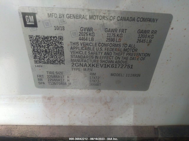 Chevrolet EQUINOX LT 2019 2GNAXKEV1K6172751 Image 9