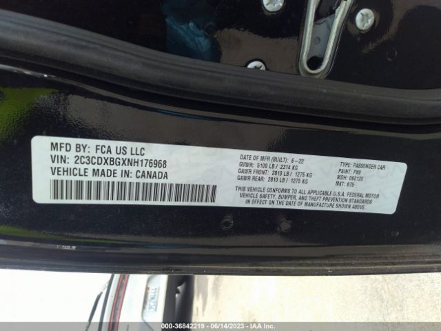 2C3CDXBGXNH176968 Dodge Charger Sxt