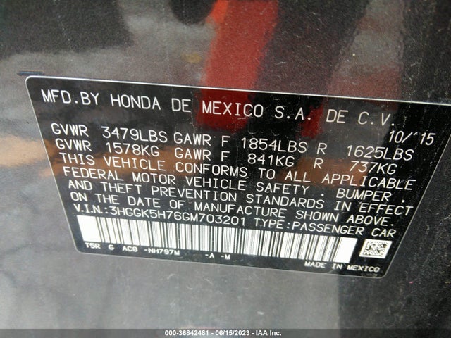 Honda FIT EX 2016 3HGGK5H76GM703201 Image 9
