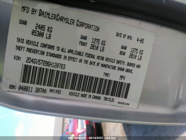 2006 DODGE MAGNUM R/T VIN: 2D4GV57296H120763