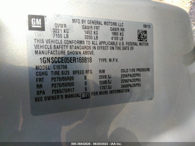 Chevrolet Tahoe Ltz 2014 1GNSCCE05ER168818 Image 9