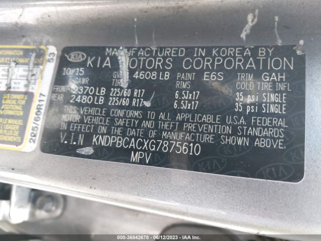 KNDPBCACXG7875610 KIA Sportage Lx